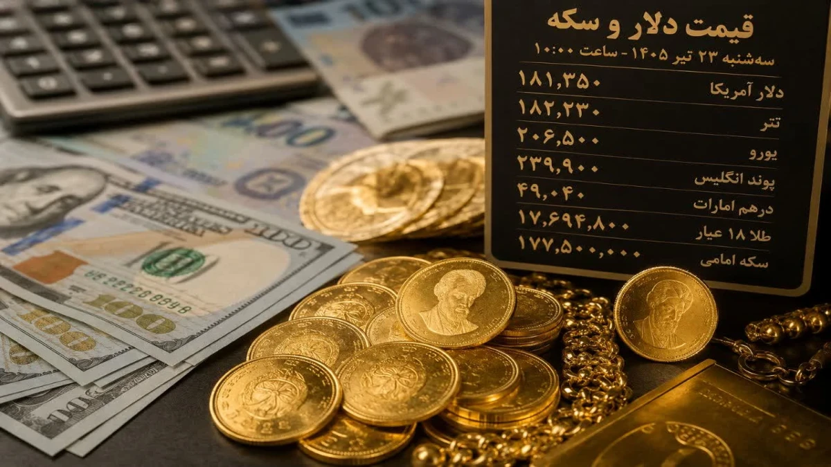 قیمت دلار و سکه امروز ۲۳ تیر ۱۴۰۵ ساعت ۱۰؛ دلار ۱۸۱ هزار تومان شد