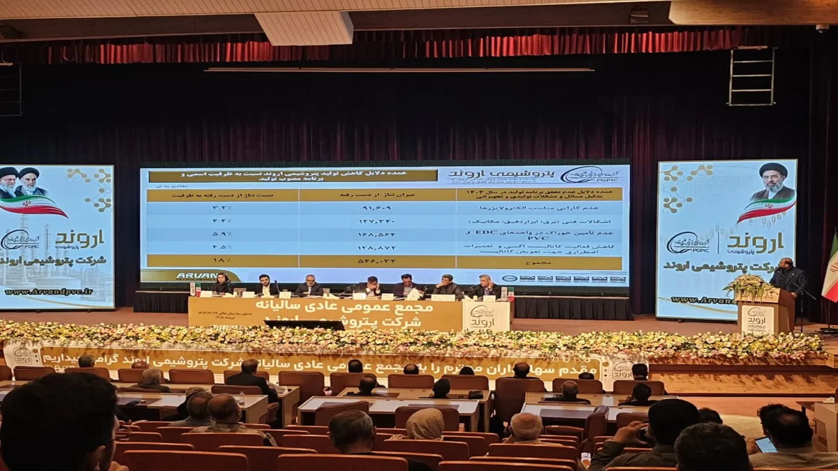 پتروشیمی اروند در مجمع ۱۴۰۴؛ عبور از تنگناهای انرژی با حفظ سودآوری و تثبیت جایگاه رهبر بازار PVC